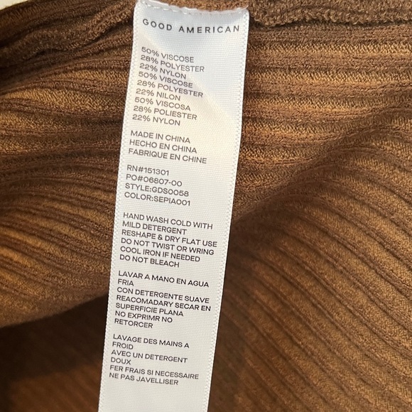Good American | Long Sleeve Belted Body Midi Dress in Sepia - Size 1 / 2 - Picture 7 of 12